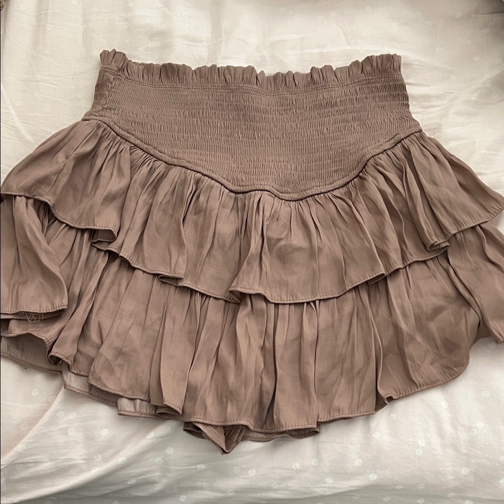 Ruffled Tiered Skirt in Taupe